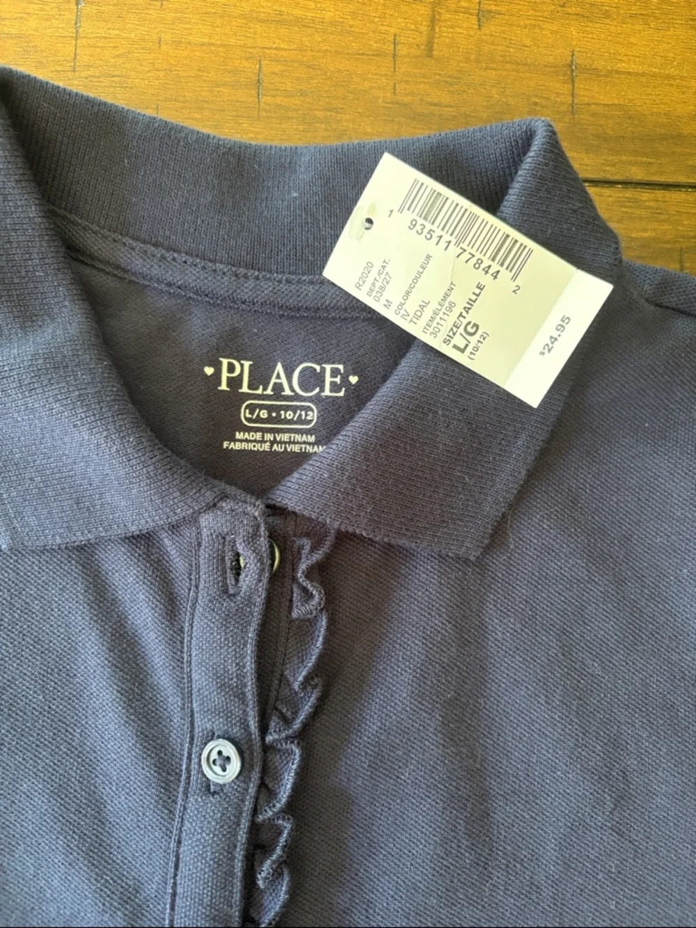 The Children's Place Girls Navy Polo Uniform Dress with Short Sleeves Large NWT - Picture 3 of 3